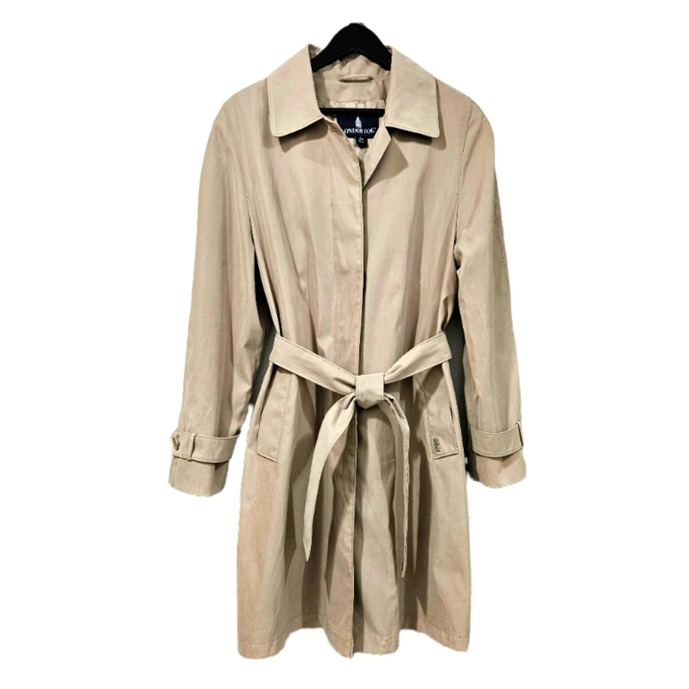 London Fog Beige Hooded Trench Coat